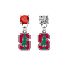 Stanford Cardinal RED & CLEAR Swarovski Crystal Stud Rhinestone Earrings