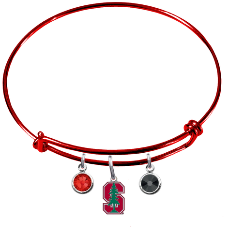 Stanford Cardinal RED Color Edition Expandable Wire Bangle Charm Bracelet