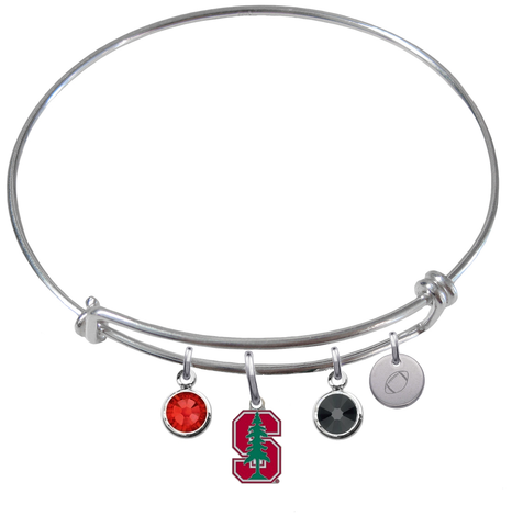 Stanford Cardinal Football Expandable Wire Bangle Charm Bracelet