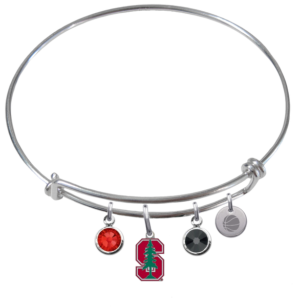 Stanford Cardinal Basketball Expandable Wire Bangle Charm Bracelet
