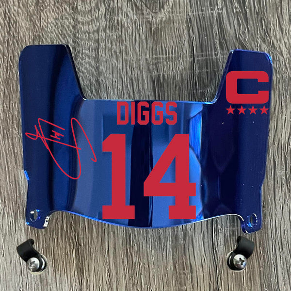 Buffalo Bills Stefon Diggs Mini Football Helmet Visor Shield Blue Chrome Mirror w/ Clips