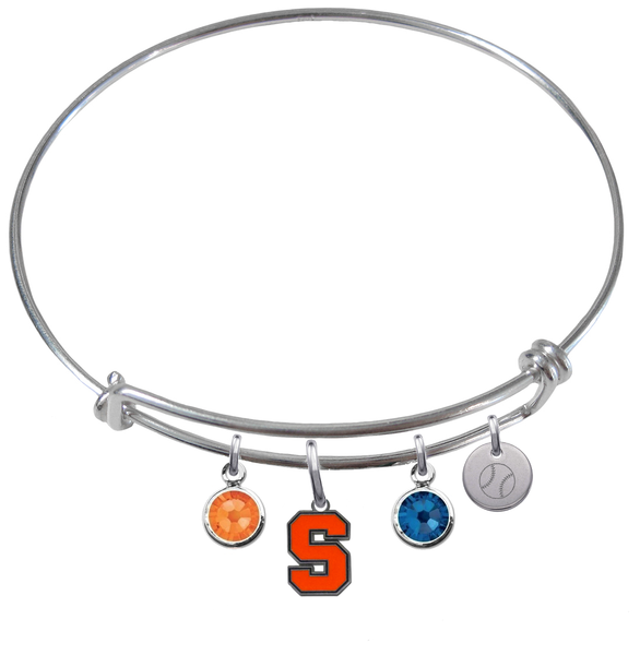 Syracuse Orange Softball Expandable Wire Bangle Charm Bracelet