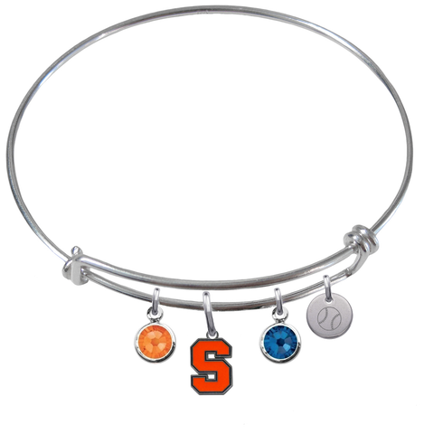 Syracuse Orange Baseball Expandable Wire Bangle Charm Bracelet