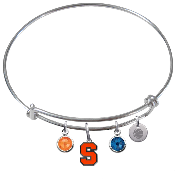 Syracuse Orange Basketball Expandable Wire Bangle Charm Bracelet