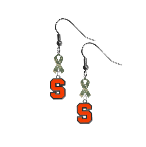 Syracuse Orange Salute to Service Camouflage Camo Ribbon Dangle Earrings