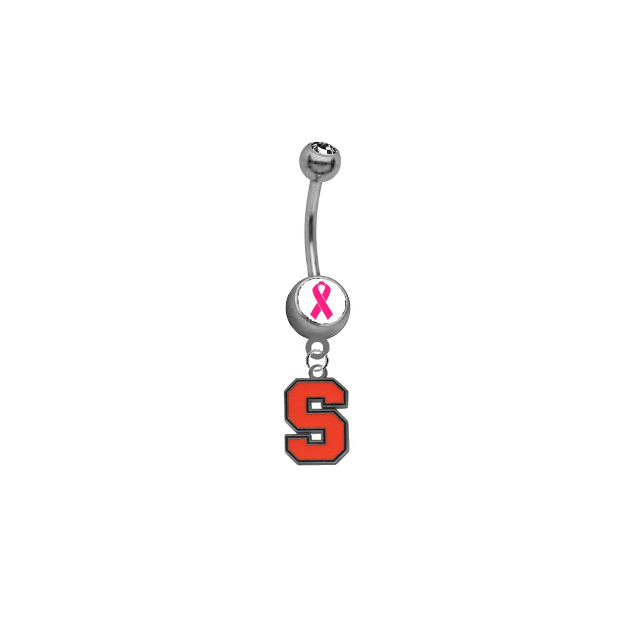 Syracuse Orange Breast Cancer Awareness Belly Button Navel Ring