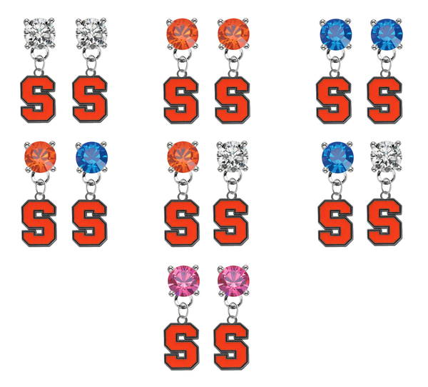 Syracuse Orange NCAA Swarovski Crystal Stud Rhinestone Earrings