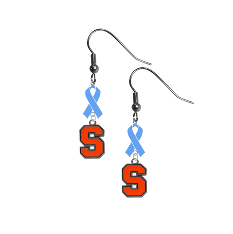 Syracuse Orange Prostate Cancer Awareness Light Blue Ribbon Dangle Earrings
