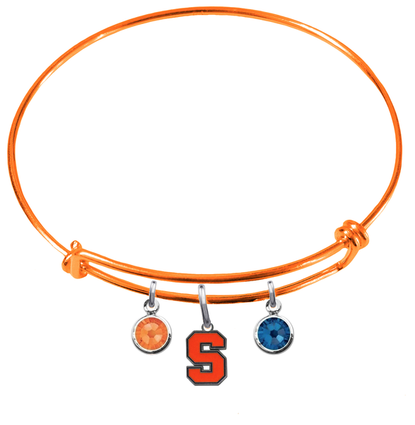 Syracuse Orange ORANGE Color Edition Expandable Wire Bangle Charm Bracelet