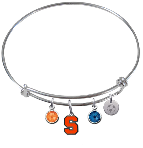Syracuse Orange Soccer Expandable Wire Bangle Charm Bracelet