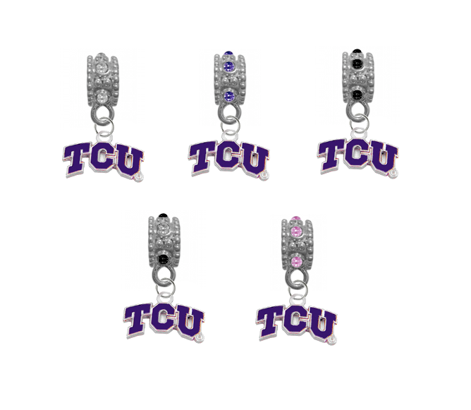 TCU Horned Frogs NCAA Crystal Rhinestone European Bracelet Charm
