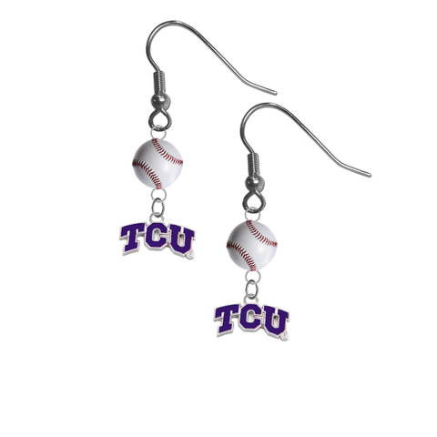 TCU Texas Christian Horned Frogs NCAA Baseball Dangle Earrings