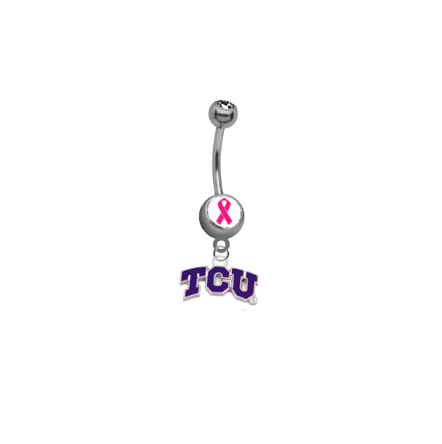 TCU Texas Christian Horned Frogs Breast Cancer Awareness Belly Button Navel Ring