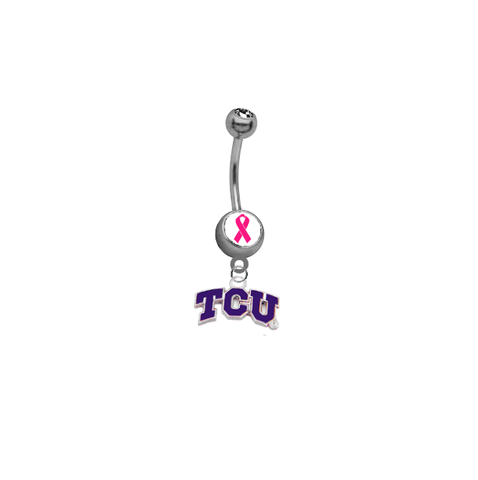 TCU Texas Christian Horned Frogs Breast Cancer Awareness Belly Button Navel Ring