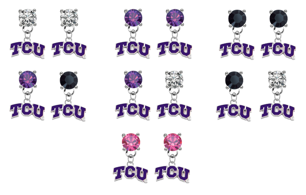 TCU Horned Frogs NCAA Swarovski Crystal Stud Rhinestone Earrings