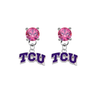 TCU Horned Frogs PINK Swarovski Crystal Stud Rhinestone Earrings