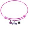 TCU Texas Christian Horned Frogs PINK Color Edition Expandable Wire Bangle Charm Bracelet