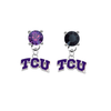 TCU Horned Frogs PURPLE & BLACK Swarovski Crystal Stud Rhinestone Earrings