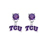 TCU Horned Frogs PURPLE Swarovski Crystal Stud Rhinestone Earrings