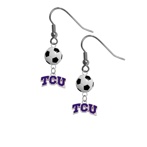 TCU Texas Christian Horned Frogs NCAA Soccer Dangle Earrings