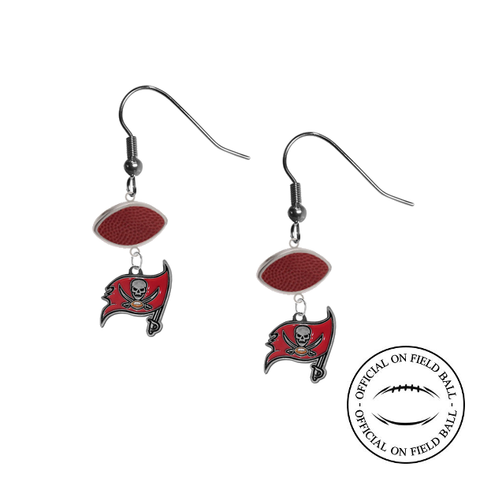 Tampa Bay Buccaneers NFL Authentic Official On Field Leather Football Dangle Earrings