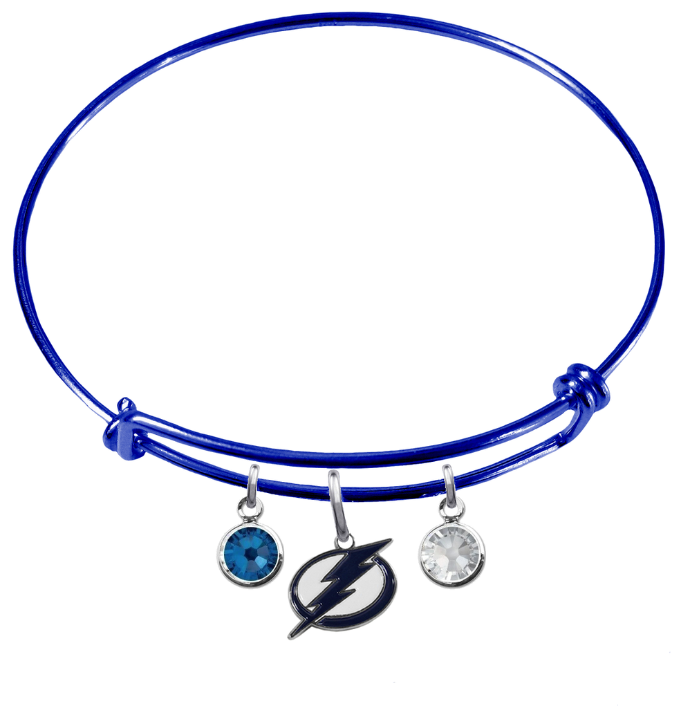 Tampa Bay Lightning Color Edition BLUE Expandable Wire Bangle Charm Bracelet