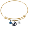 Tampa Bay Lightning Color Edition GOLD Expandable Wire Bangle Charm Bracelet