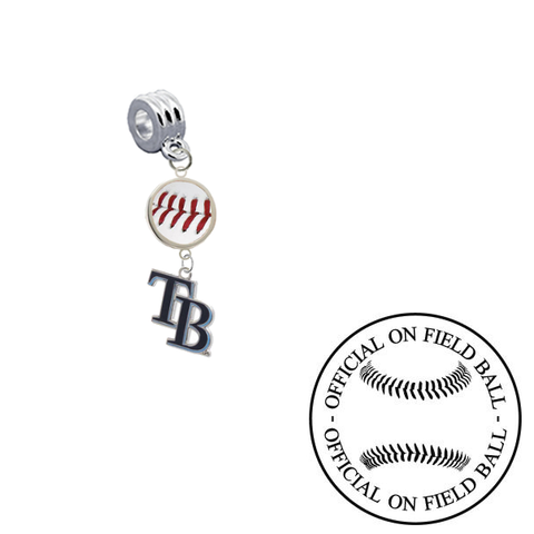 Tampa Bay Rays 2 On Field Baseball Universal European Bracelet Charm (Pandora Compatible)