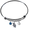 Tampa Bay Rays Style 2 Black MLB Expandable Wire Bangle Charm Bracelet