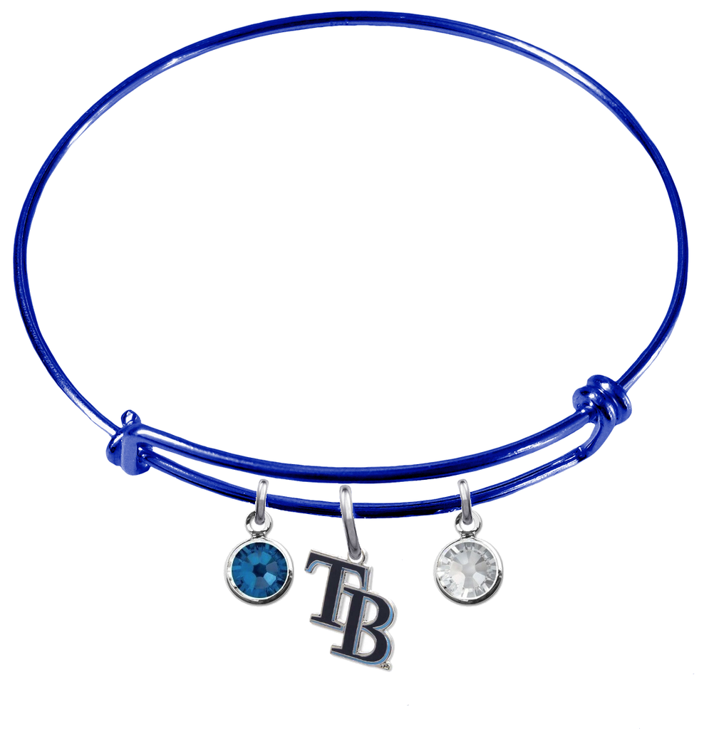 Tampa Bay Rays Style 2 Blue MLB Expandable Wire Bangle Charm Bracelet