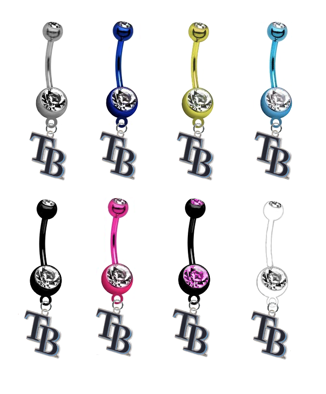 Tampa Bay Rays Style 2 MLB Baseball Belly Button Navel Ring - Pick Your Color