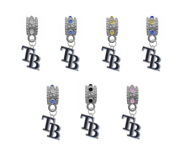 Tampa Bay Rays 2 MLB Baseball Crystal Rhinestone European Bracelet Charm