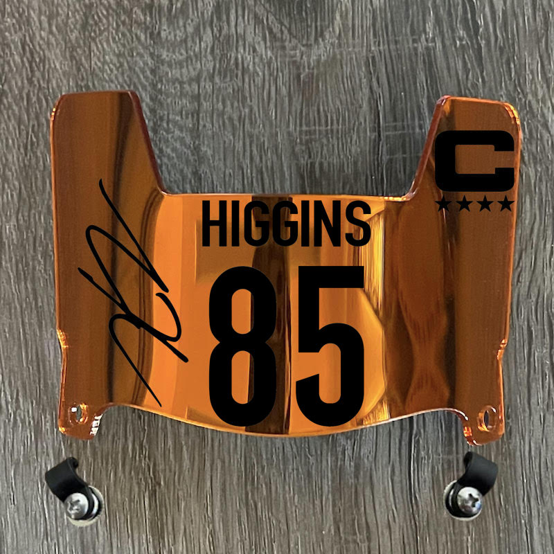 Cincinnati Bengals Tee Higgins Mini Football Helmet Visor Shield Orange Chrome Mirror w/ Clips - PICK COLOR