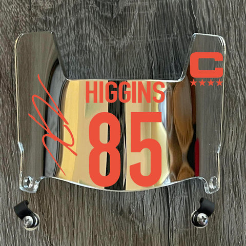 Cincinnati Bengals Tee Higgins Mini Football Helmet Visor Shield Silver Chrome Mirror w/ Clips - PICK COLOR