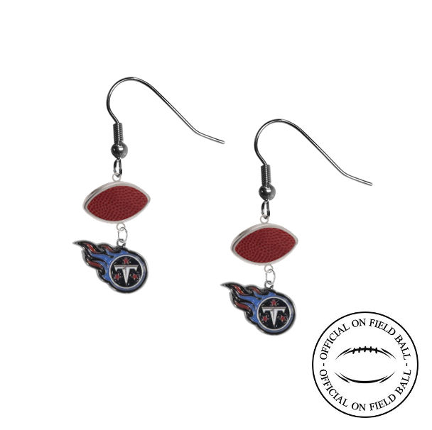 Tennessee Titans NFL Authentic Official On Field Leather Football Dangle Earrings