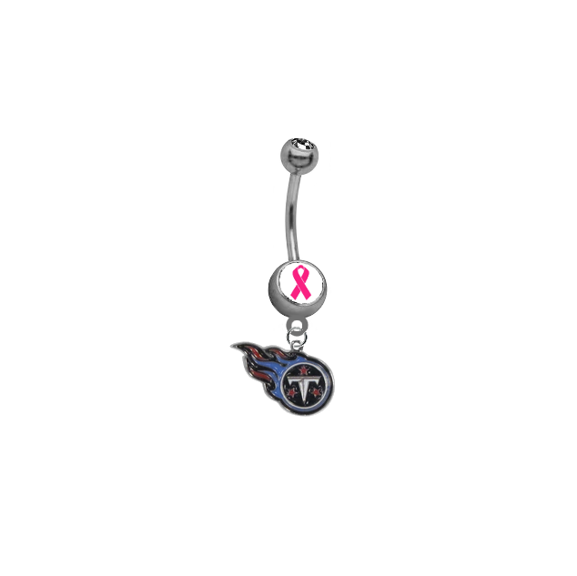 Tennessee Titans Breast Cancer Awareness NFL Football Belly Button Navel Ring