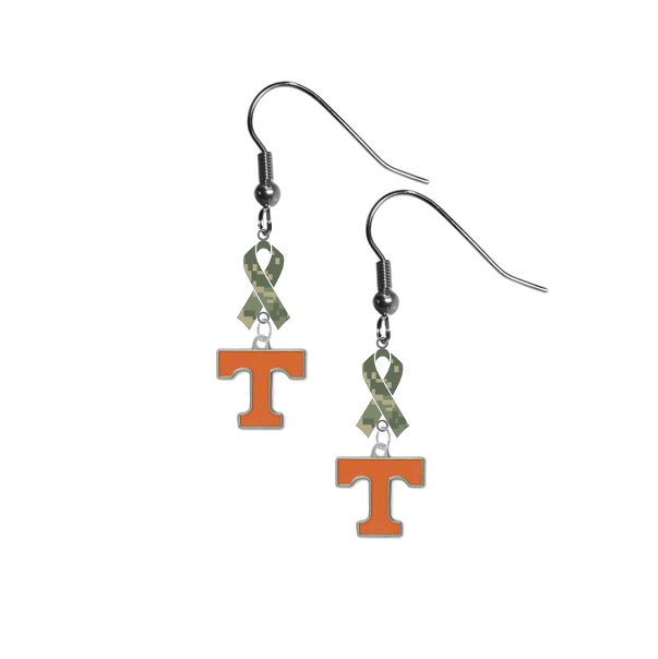 Tennessee Volunteers Salute to Service Camouflage Camo Ribbon Dangle Earrings