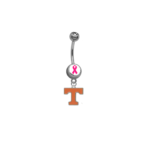 Tennessee Volunteers Vols Breast Cancer Awareness Belly Button Navel Ring