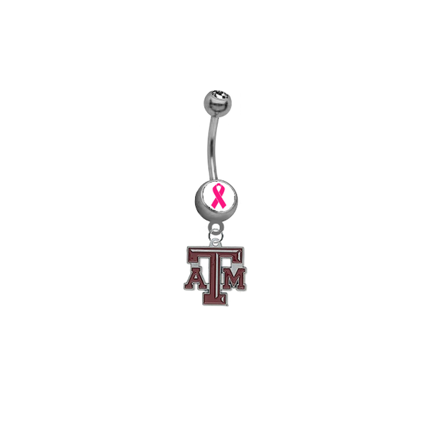 Texas A&M Aggies Breast Cancer Awareness Belly Button Navel Ring