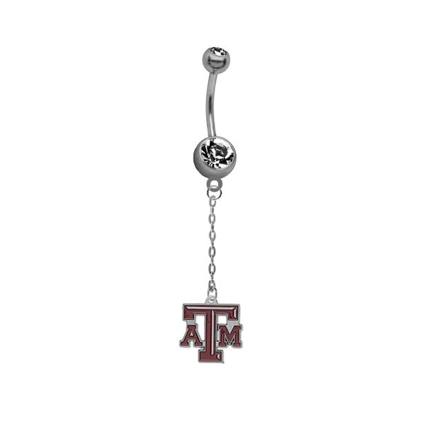 Texas A&M Aggies Dangle Chain Belly Button Navel Ring