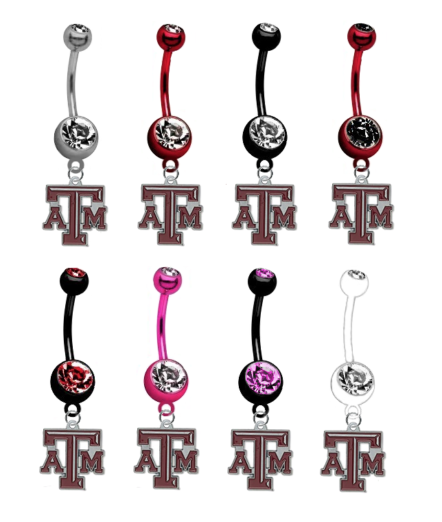 Texas A&M Aggies NCAA College Belly Button Navel Ring - Pick Your Color