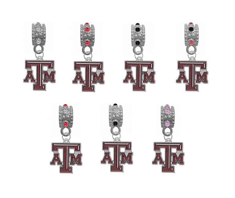 Texas A&M Aggies NCAA Crystal Rhinestone European Bracelet Charm