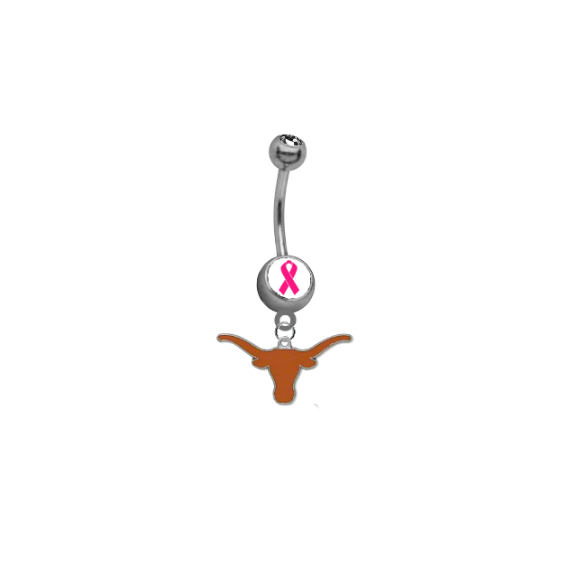 Texas Longhorns Breast Cancer Awareness Belly Button Navel Ring