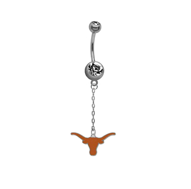 Texas Longhorns Dangle Chain Belly Button Navel Ring