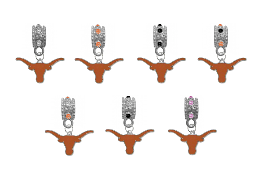 Texas Longhorns NCAA Crystal Rhinestone European Bracelet Charm