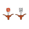 Texas Longhorns ORANGE & CLEAR Swarovski Crystal Stud Rhinestone Earrings