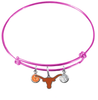 Texas Longhorns PINK Color Edition Expandable Wire Bangle Charm Bracelet