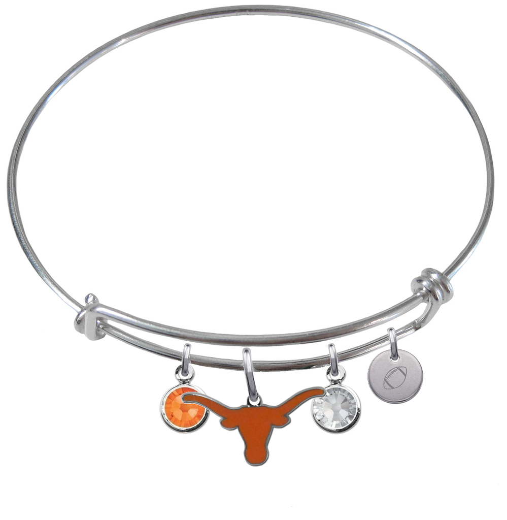 Texas Longhorns Football Expandable Wire Bangle Charm Bracelet