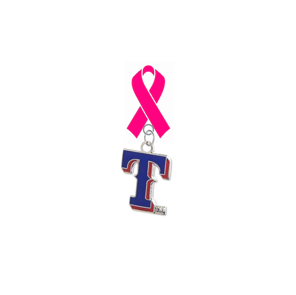 Texas Rangers Style 2 MLB Breast Cancer Awareness / Mothers Day Pink Ribbon Lapel Pin