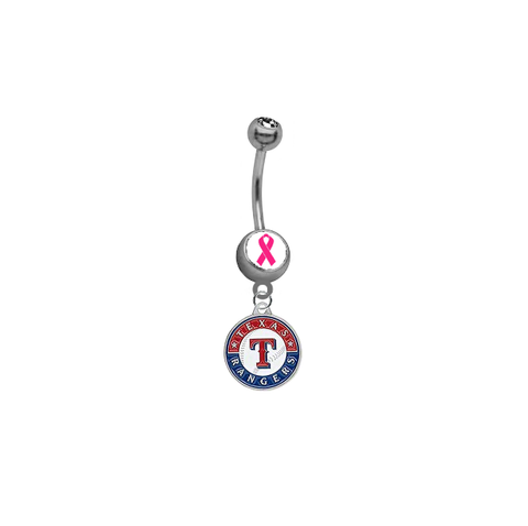 Texas Rangers Breast Cancer Awareness Belly Button Navel Ring